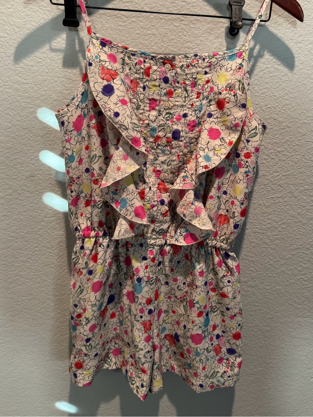 Autograph Cream Floral Sleeveless Romper with Bright Multicolor Print 13/14